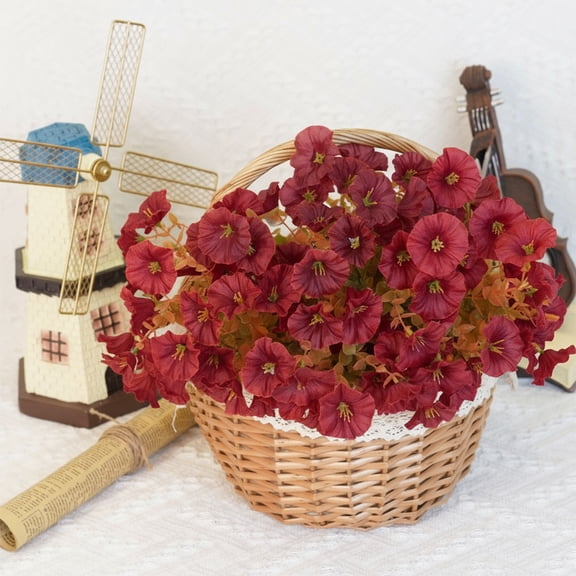 EGYMEN Artificial Flowers, Outdoor Faux Floral Arrangement With 7 Heads, Decorative Silk Blossoms For Home Decor, Vibrant Autumn Garden Plant(Red)