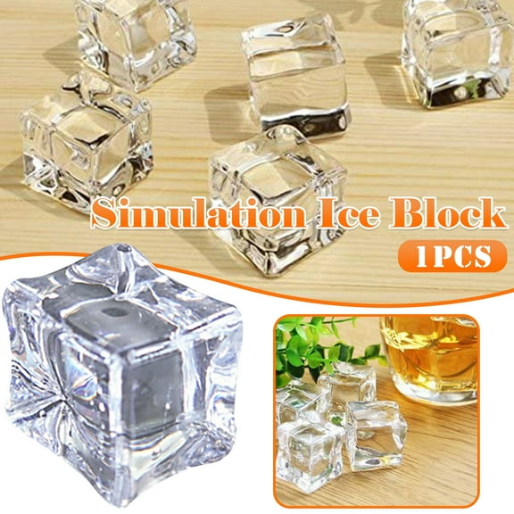 EGYMEN Artificial Lifelike Plastic Ice Cubes, Clear Fake Ice for Drinks, Realistic Acrylic Ice Cubes for Display Decoration, Square Crystal Fake Ice for Photography and Parties