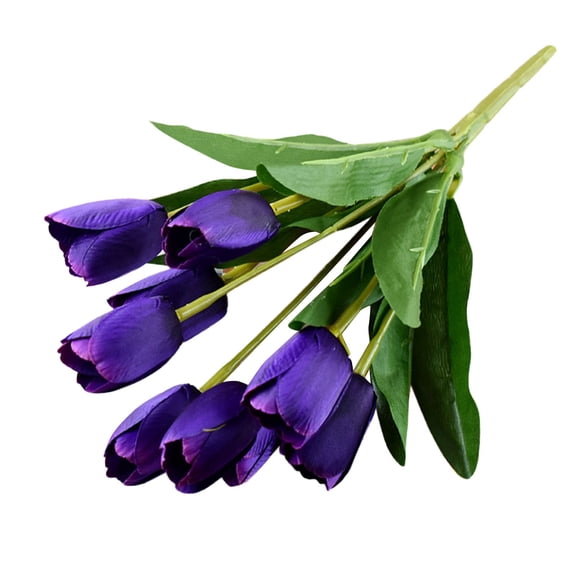 EGYMEN Artificial Tulips 9-Stem PU Real-Like with Heat-Activated Bloom & Vibrant Colors for Home Wedding Cafe Decor Centerpiece Home Decor Essentials(Blue)