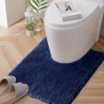 thumbnail image 1 of EGYMEN Bathroom Contour Rug (20x20, Dark Blue) Non Slip Bath Mat for Bathroom Water Absorbent Soft Microfiber Shaggy Mat Machine Washable U Shape Toilet Rug, 1 of 6
