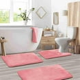 thumbnail image 1 of EGYMEN Bathroom Mat Set, Soft Absorbent Toilet Mat Collection, Non-Slip Velvet Floor Mats for Home, Stylish Three-Piece Bath Mat Ensemble(Pink), 1 of 6