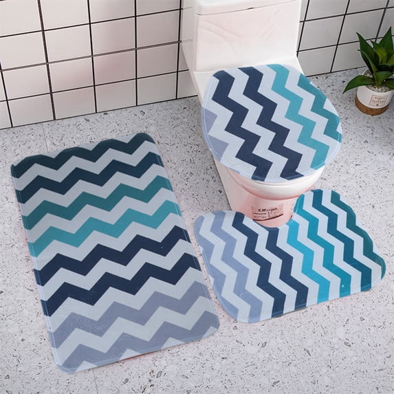 EGYMEN Bathroom Rug Mat Set 3 Piece, Microfiber Shaggy Bath Set, Non-Slip Ultra Soft Carpet Mats, Absorbent with U-Shaped Toilet for Bathroom, Tub, Shower