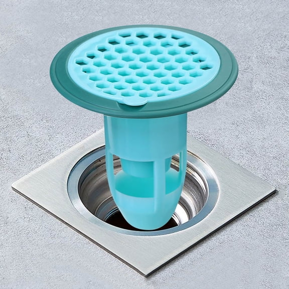 EGYMEN Bathroom Shower Drain Cover, Removable Floor Drain Protector with Deodorizing Function, Hair Catcher for Sewer Blockage Prevention, TPR Soft Rubber Sink Stopper for Odor Control(Green)