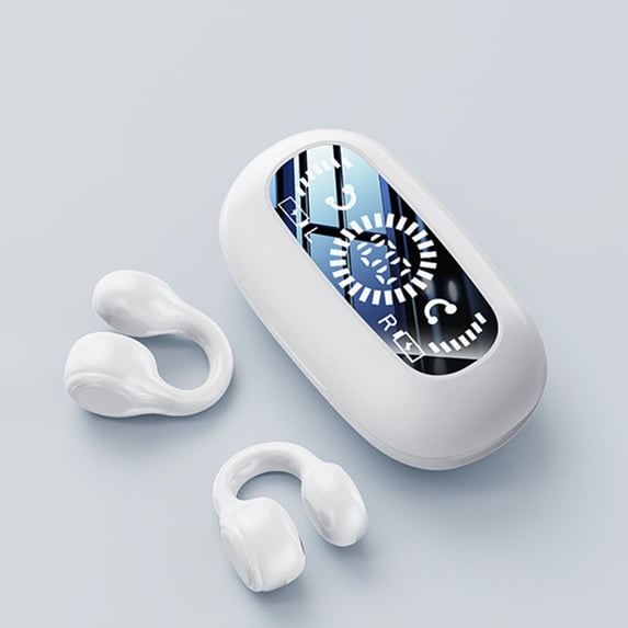 EGYMEN Bluetooth Earbuds, Wireless Bone Conduction Headphones with 5.3 Bluetooth Technology, Sports-Style Clip-On Earphones with Long Battery Life(White)
