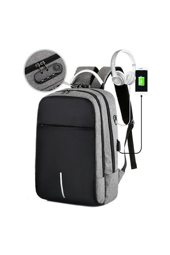 Business Backpack, Travel Laptop Bag with USB Charging Port, Multifunctional Daypack for 15.6 Inch Laptops, Durable Nylon Business Briefcase with Keychain and Emergency Whistle