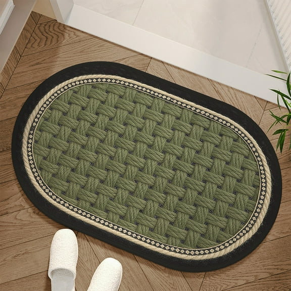 EGYMEN Carpet Mat, Absorbent Non-Slip Floor Mat with Elegant Design, Washable Bedroom Rug, Durable Polyester Bath Mat