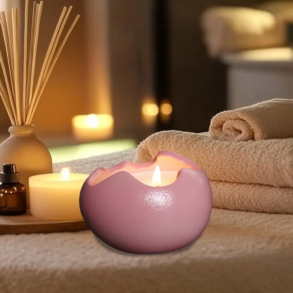 EGYMEN Ceramic Candle Cup, Aromatherapy Candle Holder, Decorative Candlestick Ornament, Eggshells Ceramic Candle Container