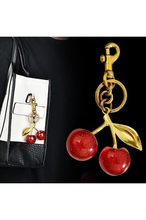 Cherries Keychain, Cute Keyring Accessory With Bag Pendant, Stylish Key Fob For Car Keys, Durable Key Holder For Handbag Or Backpack(Red)