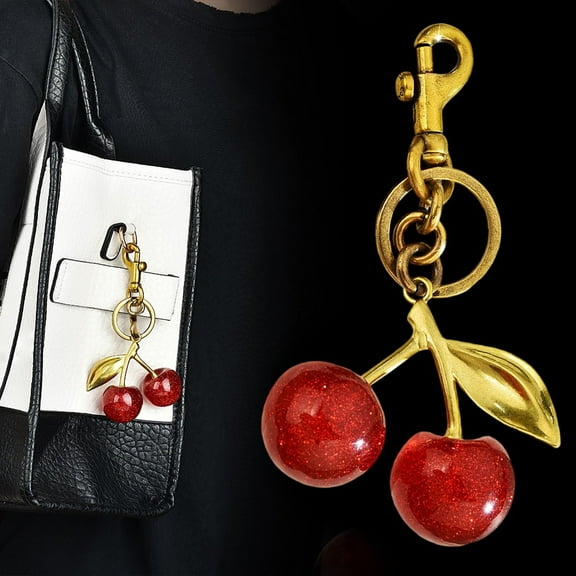 EGYMEN Cherries Keychain, Cute Keyring Accessory With Bag Pendant, Stylish Key Fob For Car Keys, Durable Key Holder For Handbag Or Backpack(Red)