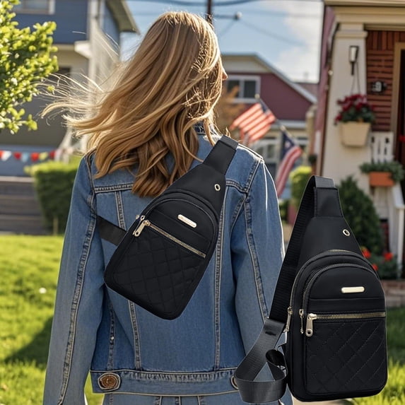 EGYMEN Chest Bag, Large Capacity Waterproof Sling Bag for Women, Convenient Crossbody Backpack for Outdoor Activities, Fashionable Anti-Theft Shoulder Pack(Black)