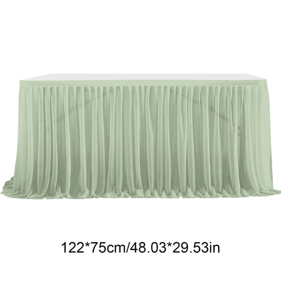 EGYMEN Chiffon Table Skirt, Recyclable Elegant Table Cover for Weddings, Ruffled Table Decoration for Birthday Parties, Durable Party Table Cloth for Banquets(Green)