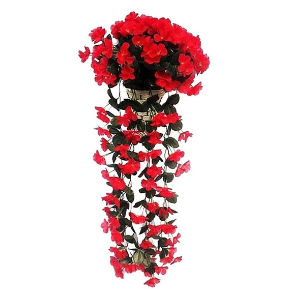 EGYMEN Chlorophytum Bouquet, Artificial Plant Arrangement for Garden Use, Silk Spider Plant Decoration for Indoor and Outdoor Spaces, UV-Resistant Garden Fence Display(Red)