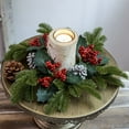 thumbnail image 1 of EGYMEN Christmas Candle Wreath with Artificial Leaves, Table Decoration Candle Ring, 11.8 Inches for Holiday Centerpiece Decor, 1 of 6