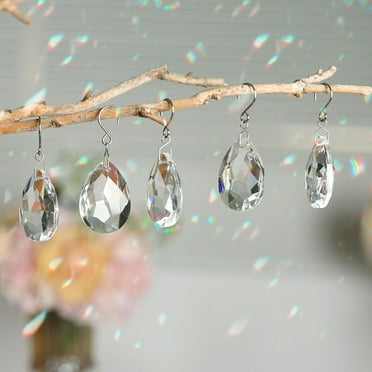 EGYMEN Christmas Crystal Teardrop Pendant Decorations, 10pcs, Transparent Glass Ornaments for Tree and Home, 1.5 x 1 Inches