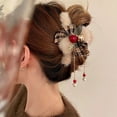 thumbnail image 1 of EGYMEN Christmas Hair Clips, Festive Bow Hair Accessories, Holiday Claw Clips for Women, Decorative Hairpins with Bells and Bows(Coffee), 1 of 6