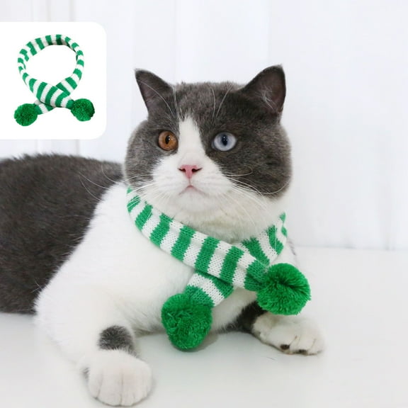 EGYMEN Christmas Scarf, Adorable Pet Christmas Scarf For Dogs And Cats, Festive Holiday Scarf For Pets, Knitted Christmas Accessory For Furry Friends(Green)