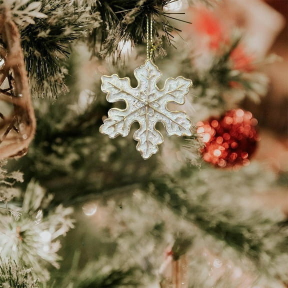 EGYMEN Christmas Tree Ornament, Cute Holiday Hanging Decoration With Snowflake Design, Reusable Resin Pendant For Festive Home Decor(White)