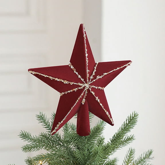 EGYMEN Christmas Tree Topper, High-End Three-Dimensional Star Decoration, Glitter Five-Pointed Star Tree Topping, Luxurious Holiday Tree Ornament For Festive Celebrations