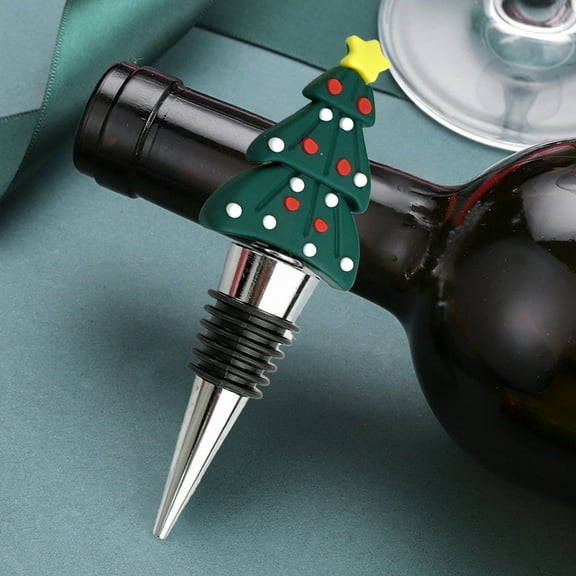 EGYMEN Christmas Tree Wine Bottle Stopper, Festive Wine Sealer, Decorative Beverage Bottle Cork, Reusable Holiday Wine Preserver