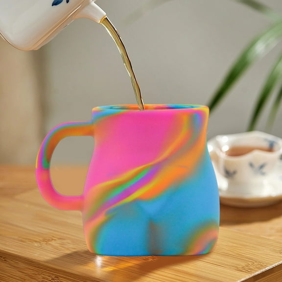 EGYMEN Colorful Hippie Hop Silica Gel Mugs, Reusable Eco-Friendly Drinkware for Hot & Cold Beverages, Microwave/Freezer Safe Coffee Cups, Unique Party Glassware