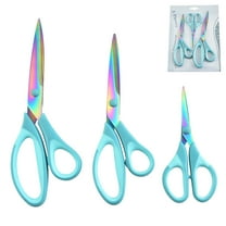 EGYMEN Colorful Titanium Coated Scissors, Multi-Use Household Scissors Set with Superior Stainless Steel Blades, Ergonomic Comfort Gripped Scissors for Fabric, Paper(Blue)