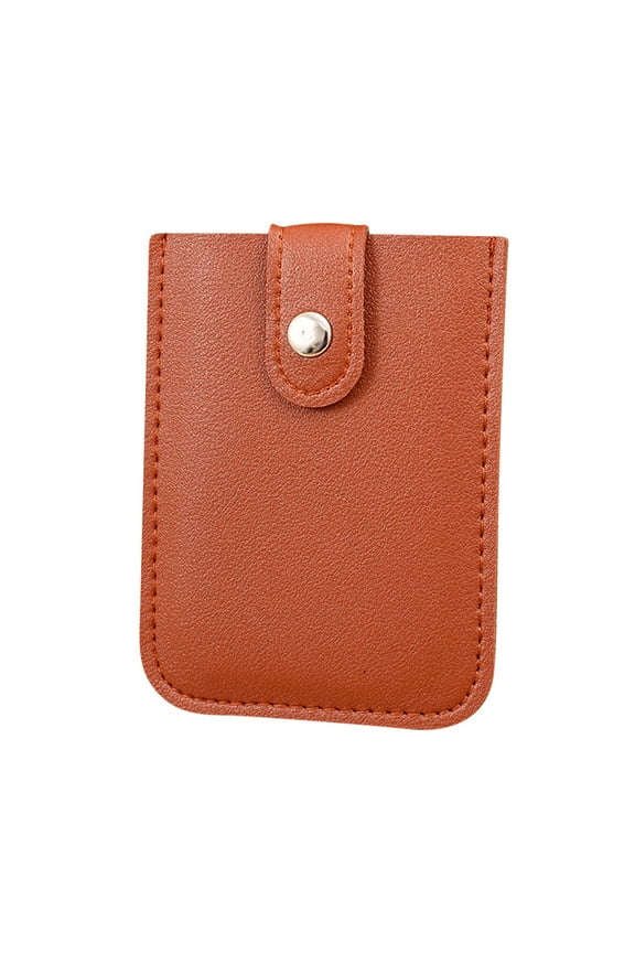 Concealed Pull Card Wallet, Multi-Card Slot Business Card Holder with Snap Button, Mini Leather Card Case for Front or Back Pocket, Portable Card Organizer