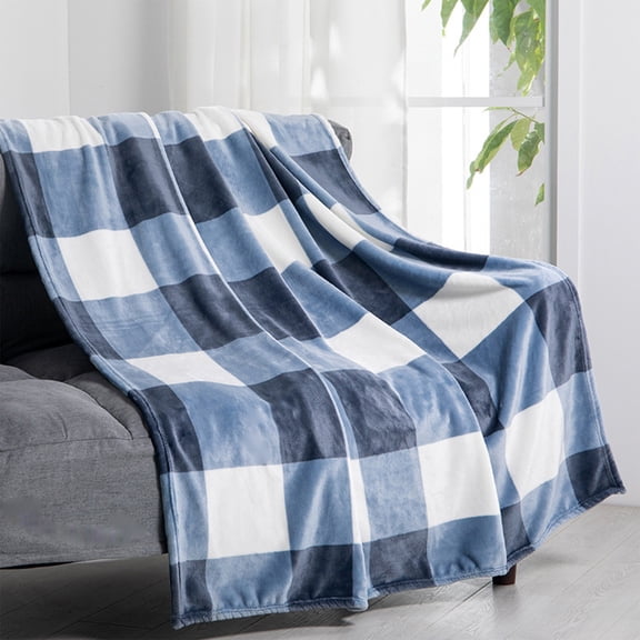 EGYMEN Cozy Fleece Blanket, Soft Flannel Throw, Warm Sofa Blanket, Stylish Home Decor, Plush Bed Blanket, Multipurpose Winter Blanket (Blue)