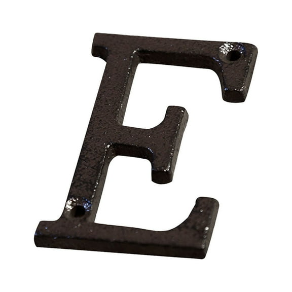 EGYMEN Crafted Iron DIY House Letters with Screws, Antique Industrial Style, Black Coated, Rough Edges, Rustic Decor for Homes, Gardens, Shops (E)