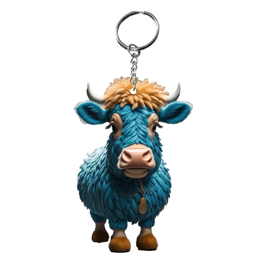 EGYMEN Creative New Cartoon Yak Keychain Highland Cow Series Pendant (1pc), Unique Cow Charm Key Ring, Durable Acrylic Yak Keychain, Adorable Cow Decoration for Bags and Keys