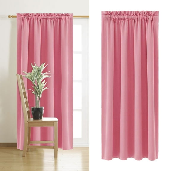 EGYMEN Curtains, Thermal Insulation Blackout Curtains for Bedroom and Kitchen, Noise-Reducing Silk Drapes, Energy Efficient Scandinavian Style Window Treatments(Pink)