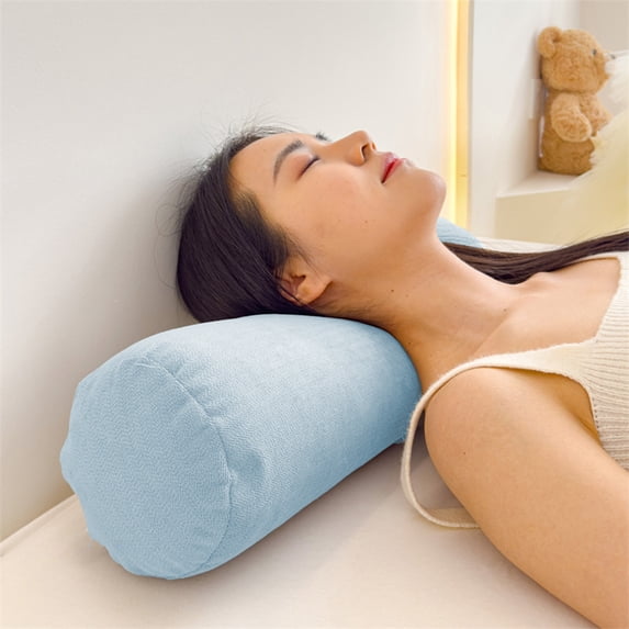 EGYMEN Cylindrical Pillowcase, 6"x24" Solid Color Long Pillow Cover, Imitation Linen Pillowcase, Soft Polyester Cushion Cover for Home Decoration(Blue)