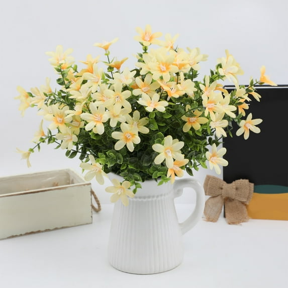 EGYMEN Daisy Bouquet, Artificial Daisy Flower Arrangement for Home Decor, Silk Daisy Floral Decoration for Weddings, Faux Daisy Centerpiece for Events(Yellow)