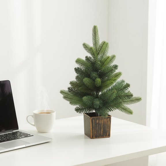 EGYMEN Desktop Christmas Tree, Small Festive Tree For Holiday Decor, Lifelike Miniature Christmas Tree, Ornamental Indoor Evergreen For Home Decoration
