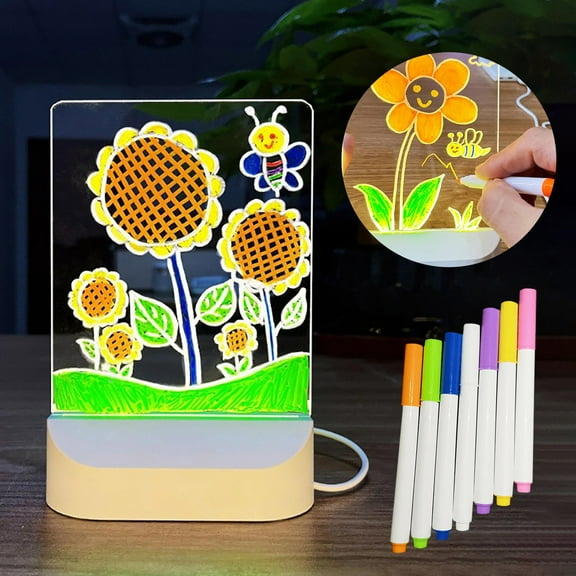 EGYMEN Doodle Board, Reusable Writing Tablet with Stand, Portable Sketch Pad for Mess-Free Practice, Illuminated Acrylic Drawing Board