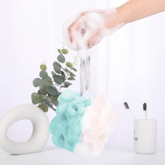 EGYMEN Dreamy Bath Sponge, Colorful Bath Flower, Soft Bath Scrubber, Non-Scattering Bath Tool, Gentle Bath Accessory, Foamy Lathering Sponge (Blue)