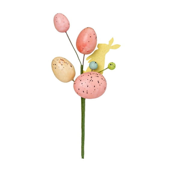 EGYMEN Easter Egg Picks, Colorful Egg Sprigs with Floral Bunny Accents, Decorative Spring Pick Set for Wreaths, Festive Centerpiece Embellishments for Home Party