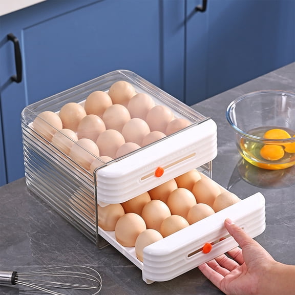 EGYMEN Egg Storage Box, Food Grade Refrigerator Egg Container with Drawer Design, Durable Egg Organizer for Duck Eggs, Space-Saving Egg Preservation Box for Efficient Storage