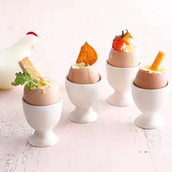 EGYMEN European Egg Cup Stand, Breakfast Egg Holder, Mini Goblet Tray, Practical Egg Rack, White Egg Rack for Dining Table, Elegant Decoration for Home
