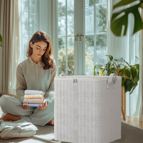 EGYMEN Extra Large Storage Bag, Heavy Duty Storage Tote with Reinforced Handles, Thickened Double Zipper Organizer for Clothes and Toys