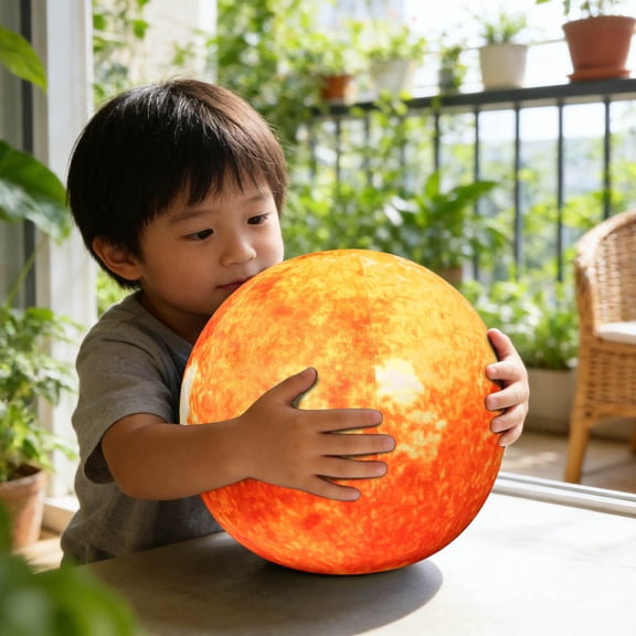 EGYMEN Faux Pillow Toy, Round Plush Doll for Children's Science Learning, Soft Educational Cushion for Solar System Exploration, Cozy Astronomical Decorative Pillow