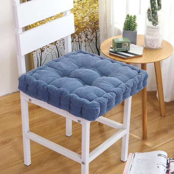 EGYMEN Floor Pillow & Cushion, Large Meditation Chair Cushions, Thick Square Seat Pad, Soft Velvet Tufted Seating Pouf for Indoor/Outdoor Yoga, 15.75"x15.75"(Blue)