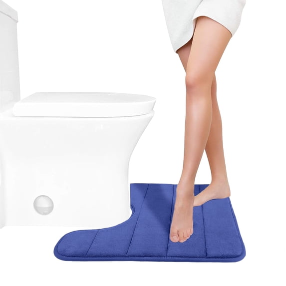 EGYMEN Foam Bath Mat Set with Latex Non-Slip Backing & 40D Thick Padding for Toilet Shower Bathroom Non-Slip Machine Washable Bathroom Essentials(Blue)