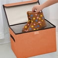 thumbnail image 1 of EGYMEN Foldable Storage Bin, Large Capacity Organizing Cube with Lid, Sturdy Cotton Linen Fabric Basket for Closet Organization, Multi-Color Storage Box for Clothes, Toys, and Sundries, 1 of 7