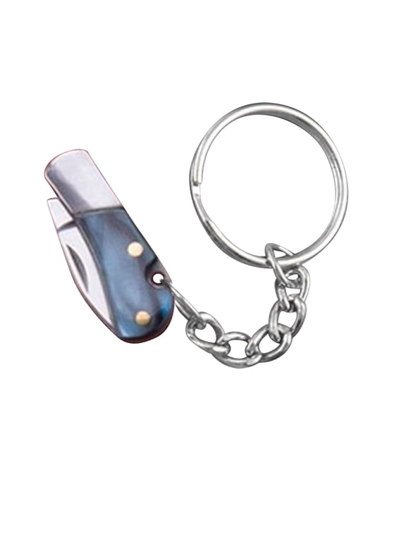 Folding Mini Knife Keychain, Portable Pocket-Sized EDC Tool, Compact Wooden Handle Keyring Blade, Perfect Gift for Men & Women