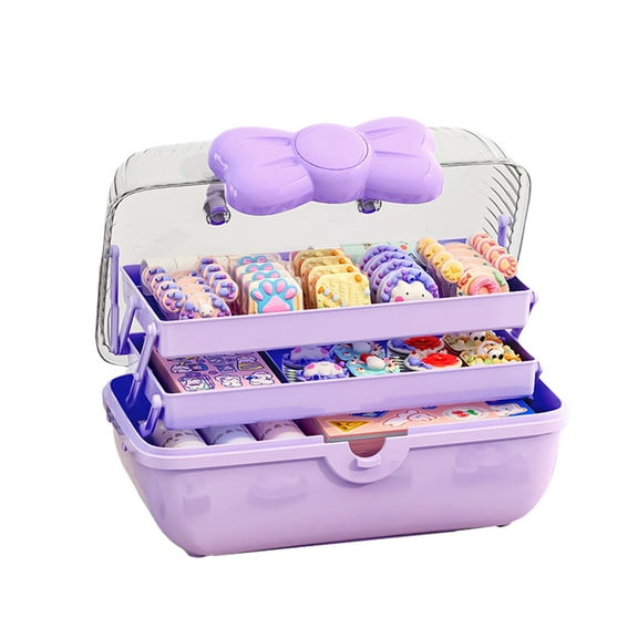 EGYMEN Girls' Hair Accessories Storage Bin - Purple/Pink Multipurpose Organizer Box for Jewelry, Hair Ties, and Headbands