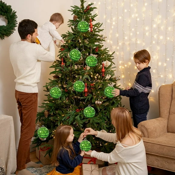 EGYMEN Glass Mirror Reflective Balls, Shiny Decorative Ornaments for Christmas, Multi-Colored Reflective Spheres for Weddings, Festive Foam Hanging Decorations for Parties(Green)