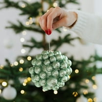 EGYMEN Glitter Mint Green Christmas Ornament, Decorative Hanging Balls For Tree, Festive Xmas Tree Decor, Reusable Holiday Party Decoration