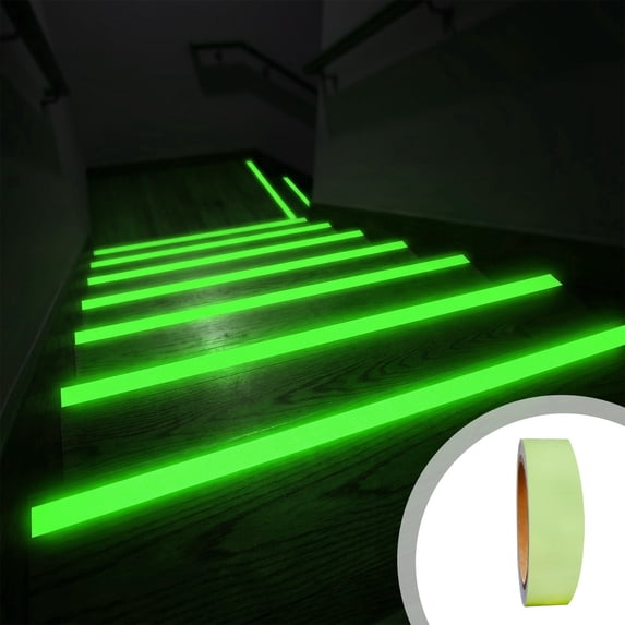 EGYMEN Glow in the Dark Tape, Photoluminescent Luminous Safety Tape for Stairs and Floors, Self-Adhesive Waterproof Night Marking Tape (Green)