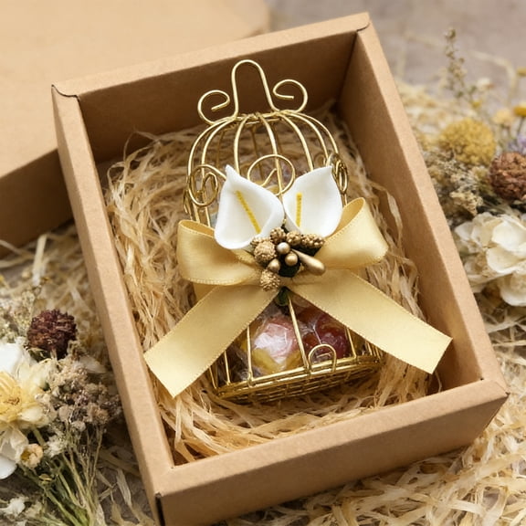 EGYMEN Golden Wedding Candy Box, European-style Decorative Tin Box, Elegant Iron Sweet Box, Multi-purpose Storage Container