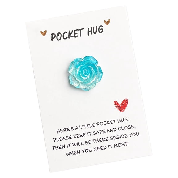 EGYMEN Gradient Glitter Rose Pocket Card, Beautiful Gradient Glittered Pocket Greeting Card, Unique Heartfelt Pocket Note, Personalized Heartwarming Pocket Message Card(Sky Blue)
